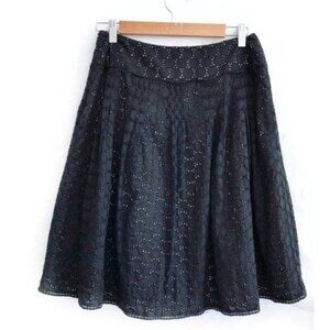 Ann Taylor black eyelet coton skirt, size 4